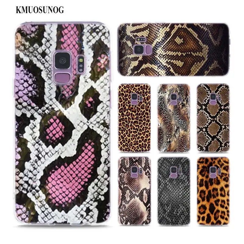 

Transparent Soft Silicone Phone Case leopard print Snake skin art pattern for Samsung Galaxy Note 9 8 S9 S8 Plus S7 S6 Edge S5