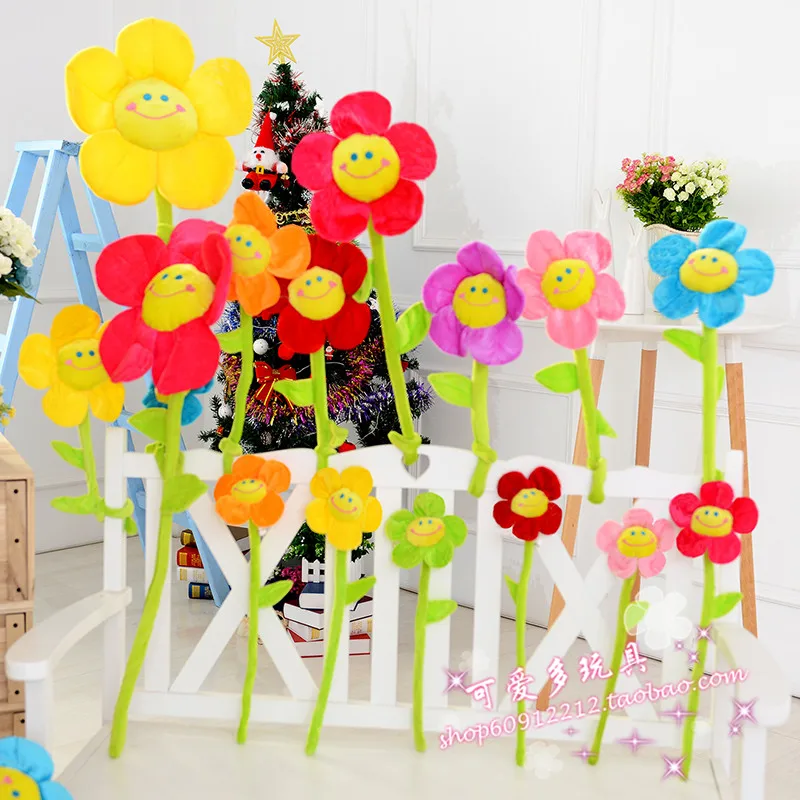 

10Pcs/Lot 30-85cm Plant Sunflower Plush Toy Smiling Face Sunflower Dolls Simulation Flower Bouquet for Home Deco Curtain Clip