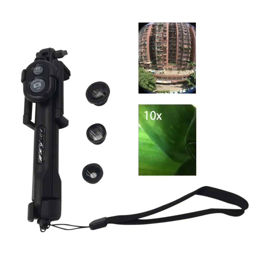 

2pcs Multifunction Mobile Phone Camera Len Set+Bluetooth Remote Control Shutter With Tripod Mount