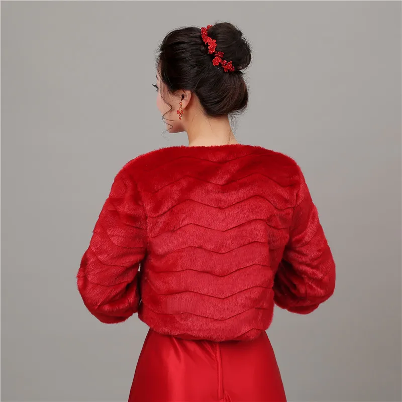 Forevergracedress, настоящие фотографии, красный, зима, искусственный мех, свадебная накидка, болеро, куртки, свадебное пальто, накидка, накидка, шали, шарфы