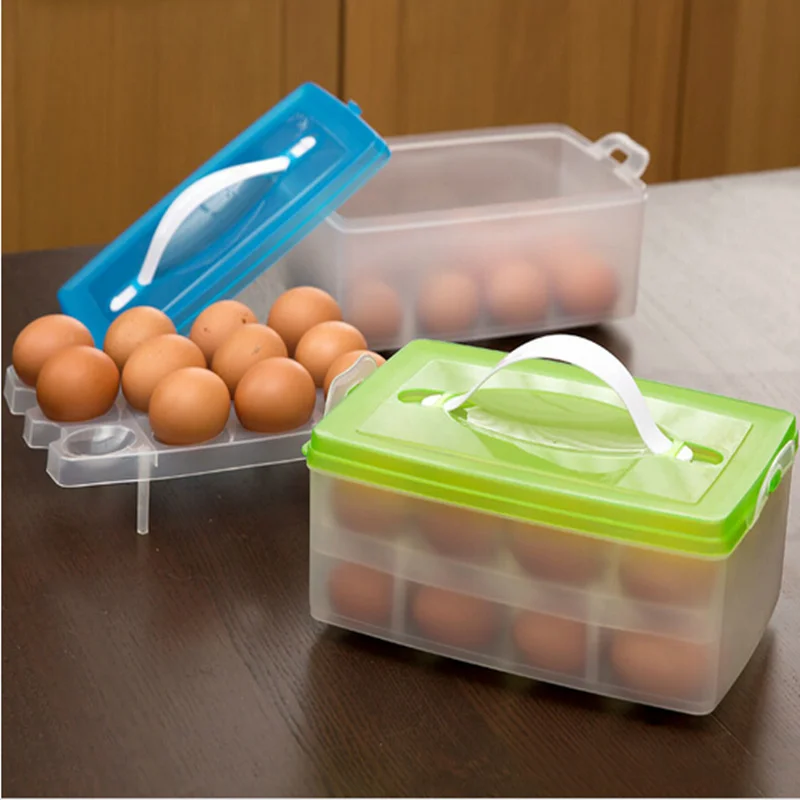 

Double Layer egg Storage Box organizer egg Container Carrier Case Plastic Food eggs holder for refrigerator kitchen accessories