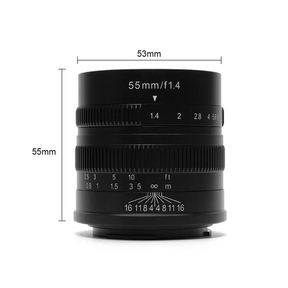 7 ремесленников 55 мм F1.4 большая апертура портрет ручной фокус микро объектив камеры подходит для Canon EOS-M Fuji X-T1 X-M1 sony A6500 A6300