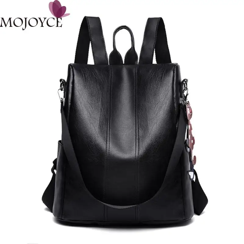 

Women Anti-theft Backpack High Quality School Bag For Women Multifunctional Travel Bags Solid Color Leather Shoulder School Bags