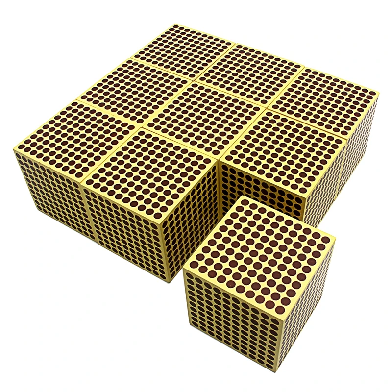 9Pcs Baby Toy Montessori Materials 9 Wooden Thousand Cubes Maths Training Preschool Early Learning Kids Toys Brinquedos Juguete