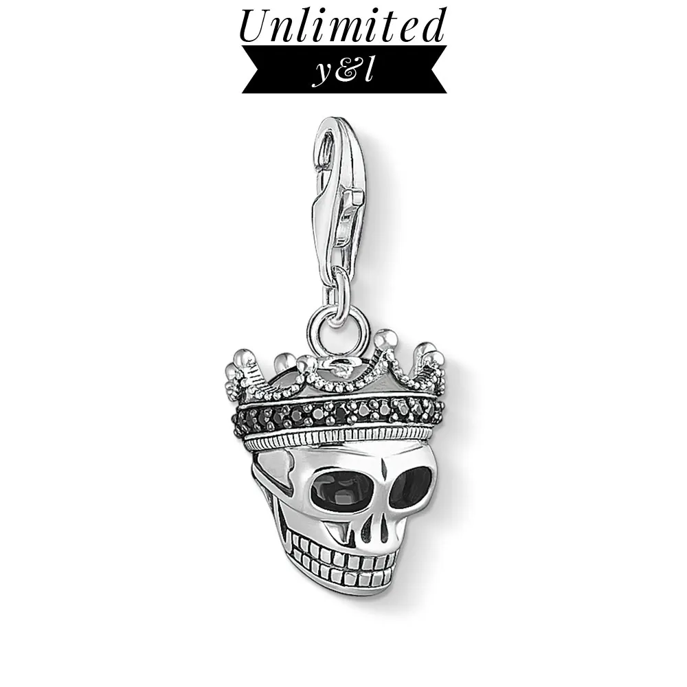 

Skull King Crown Charms Thomas Style 925 Sterling Silver DIY Fashion Good DIY Jewelry Accessories Fit Bracelets for Women Men