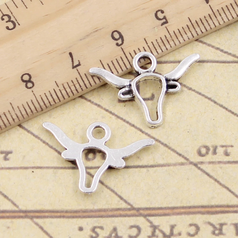 

20pcs Charms hollow bull ox head 16x23mm Tibetan Silver Plated Pendants Antique Jewelry Making DIY Handmade Craft