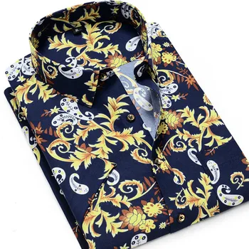 

2019 Summer Fashion New Men's Casual Boutique Short Sleeve Shirt / Men's Thin Print Flower Beach Shirt