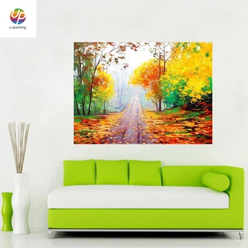 

Frameless Autumn Fall Leaves Landscape Oil Painting on Canvas Print Wall Art Picture for Livingroom and Bedroom Wall Decoration
