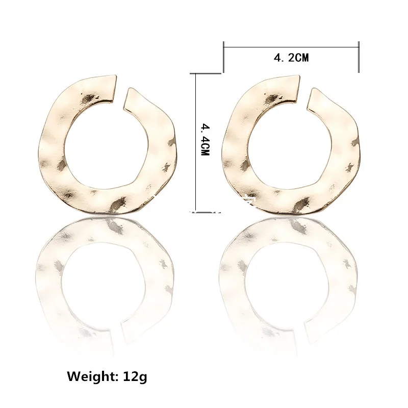 Ckysee Fashion Irregular Curved Round Stud Earrings For Women Gold Metal Twisted Big Circle Brincos Studs Jewelry Gifts