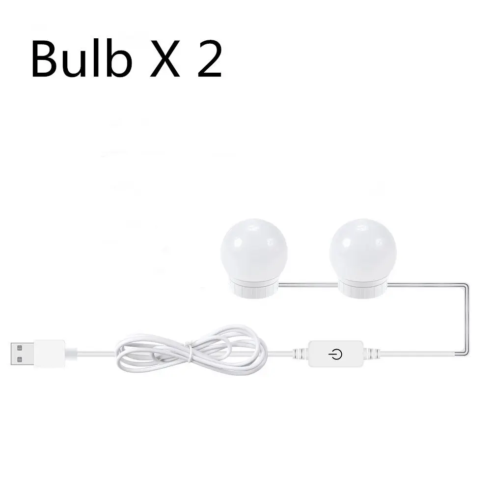 2 Bulbs White Зеркальный туалетный светильник светодиодный USB настенный светильник 12 В бесступенчатая диммируемая 2 6 10 14 макияж туалетный столик светодиодный светильник ing красота зеркальная лампа - Цвет абажура: 2 Bulbs White