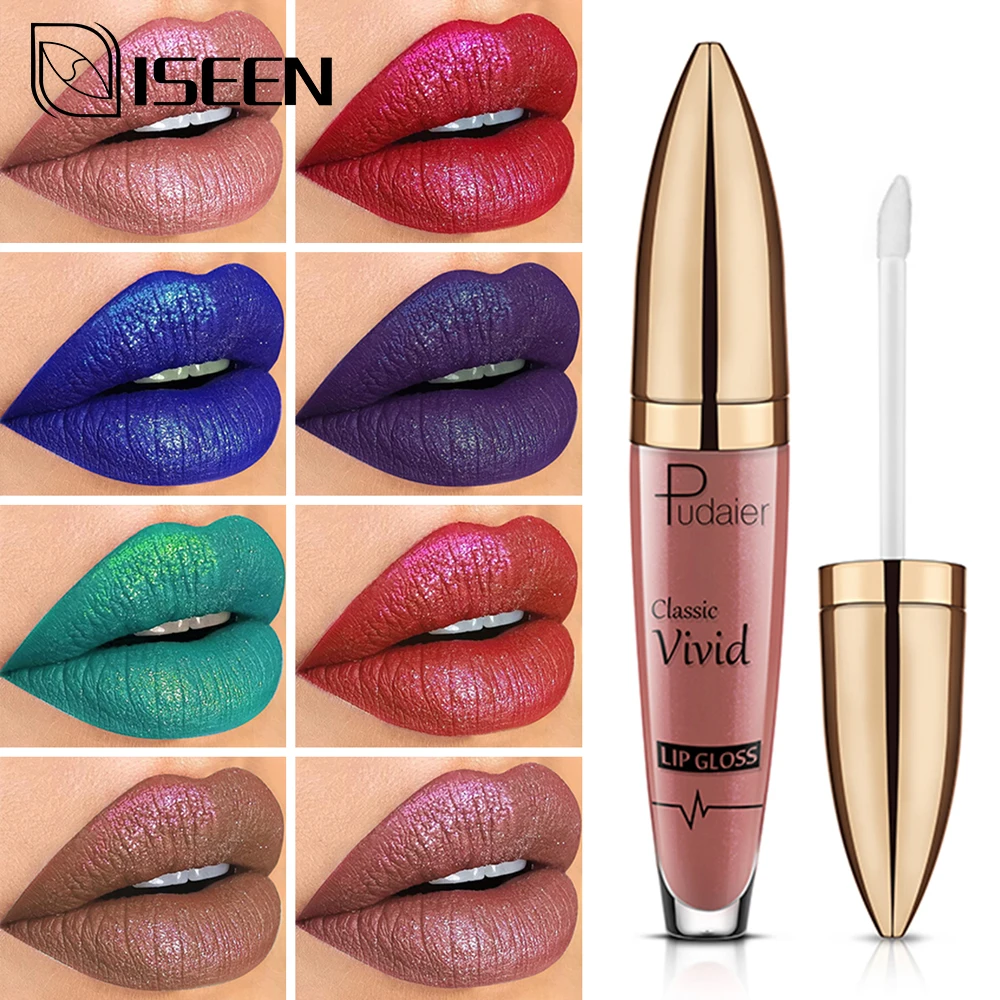 

Glitter Lips Lipstick Shimmer Lip Makeup Waterproof Blue Black Purple Wine Red Long-Lasting Lip Gloss Shining Glitter Lipstick