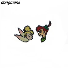 P1132 Dongmanli Питер и Венди сплав эмаль Питер Пэн Динь колокольчик асимметричные серьги гвоздики для женщин Дети ухо коробка с гвоздиками упаковка