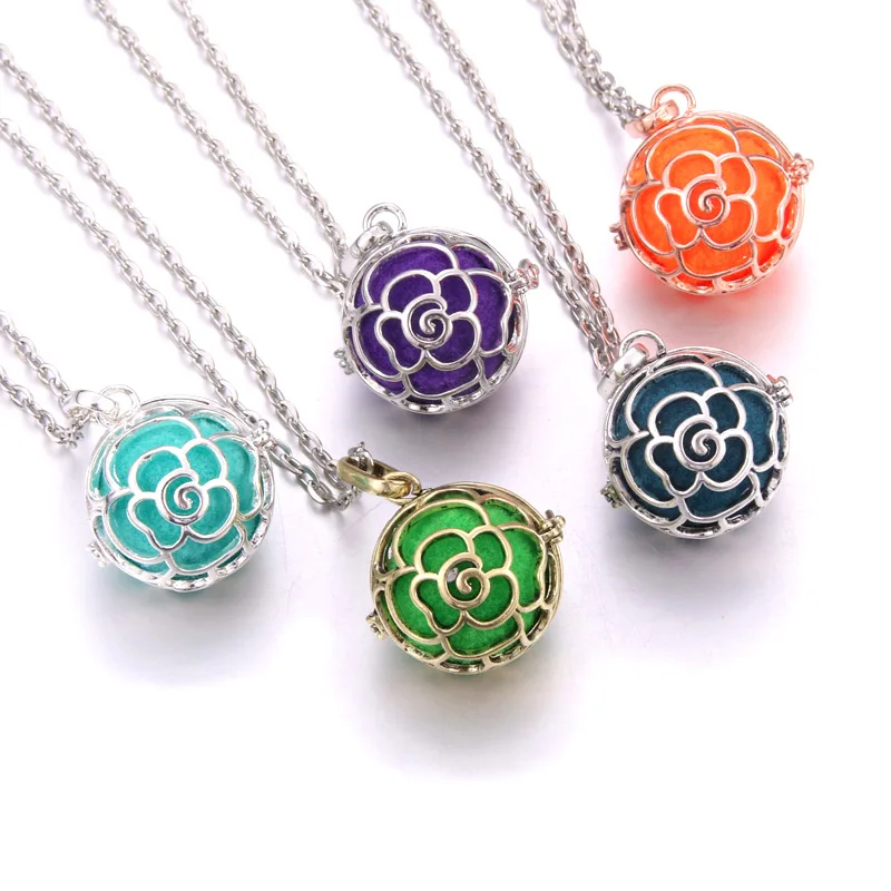New style Hollowed flower Aromatherapy lockets Perfume Aroma Diffuser necklace Essential Oils cage Pendant Necklace | Украшения и