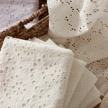 

50x130cm Cotton Hollowed Embroidered Fabric, Handmade DIY, Summer, Thin Cloth, Pure Cotton Embroidered Shirt