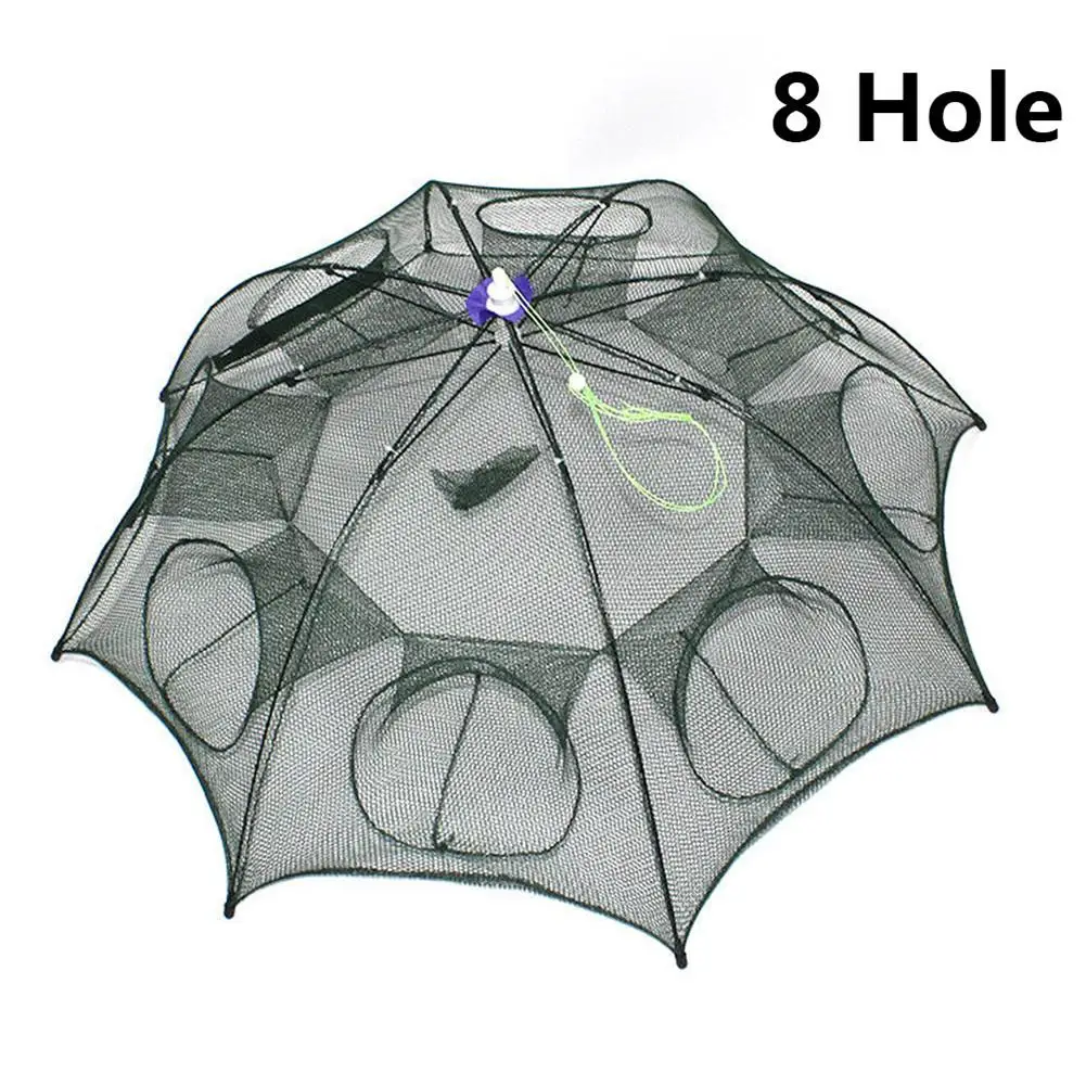 Портативный Складная рыболовная сеть для ловли креветок шестигранник 4/6/8/12/16 отверстий Автоматическая рыболовная сеть рыбы креветки для ловки гольяна, краба закидные ловушки сетки ловушка - Цвет: 8 hole