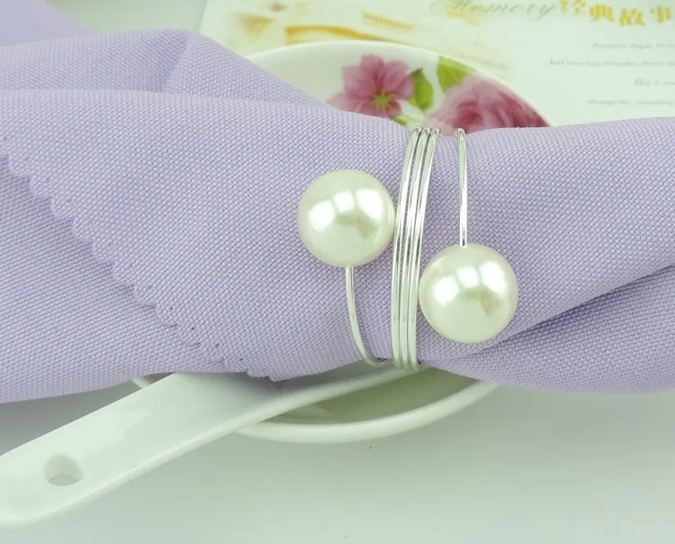 

new pearl napkin buckle, silver hoop hotel party table decoration napkin rings, napkin circle