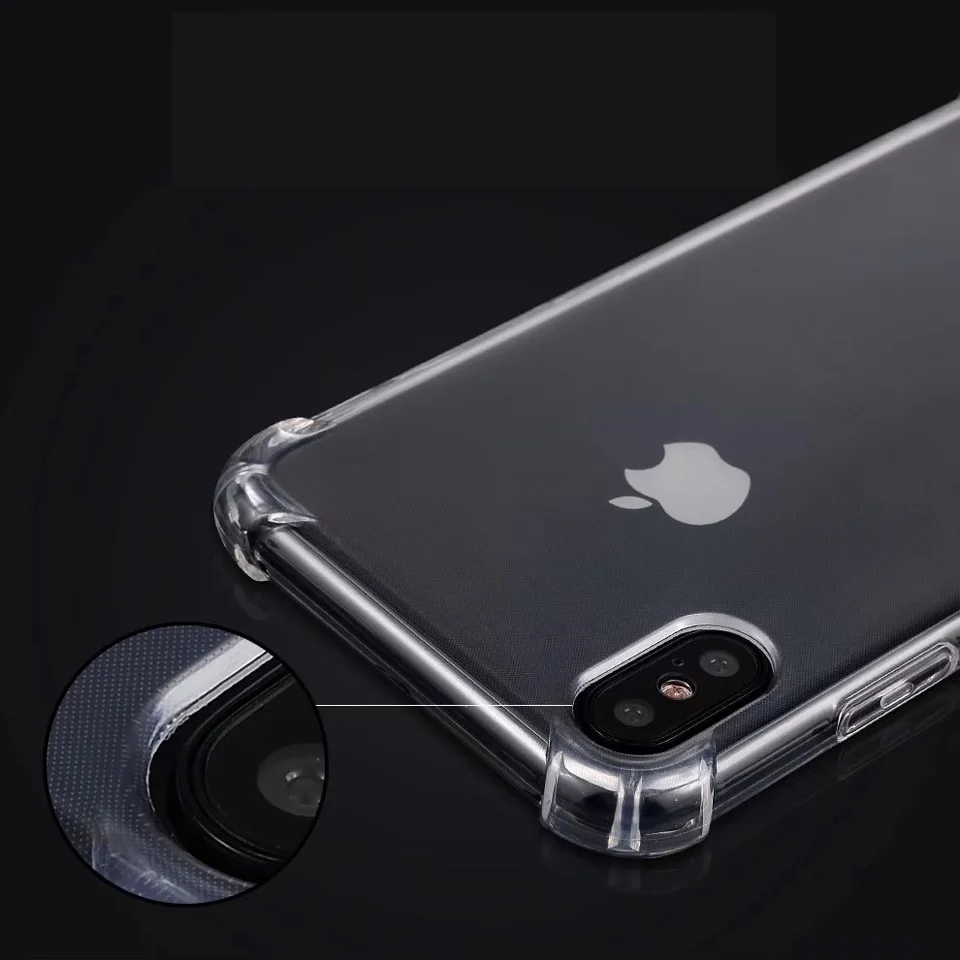 Анти шок прозрачный полный защитный чехол для iphone X Силиконовый Мягкие резиновые