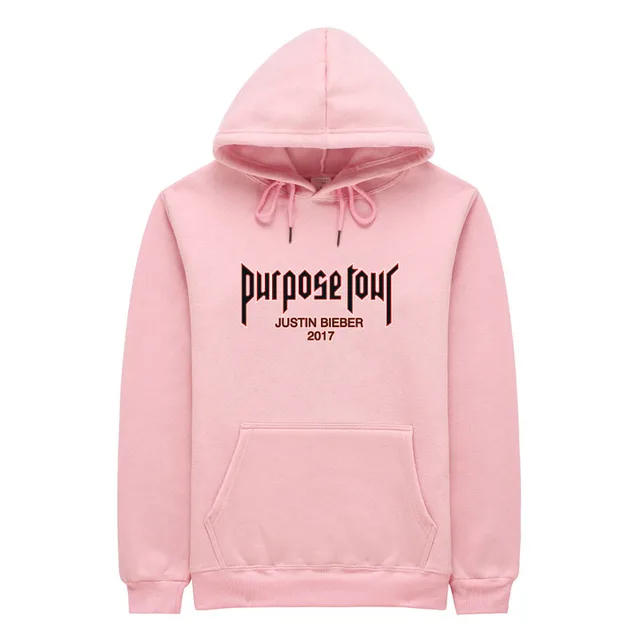 justin bieber purpose tour off white Hoodies Men High Quality Pink ...