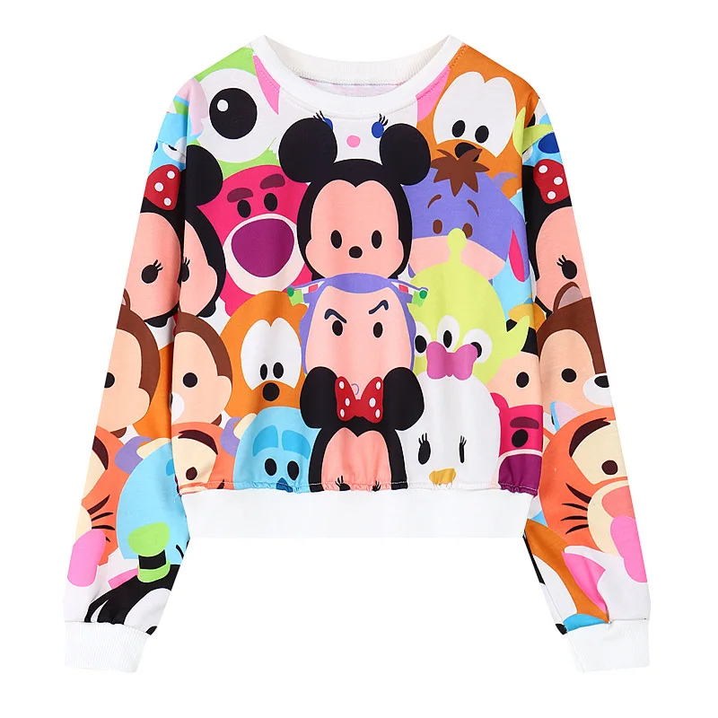 

Free Shipping 2015 summer new Harajuku Union print short design loose crew neck long sleeve sweatshirt woman tops