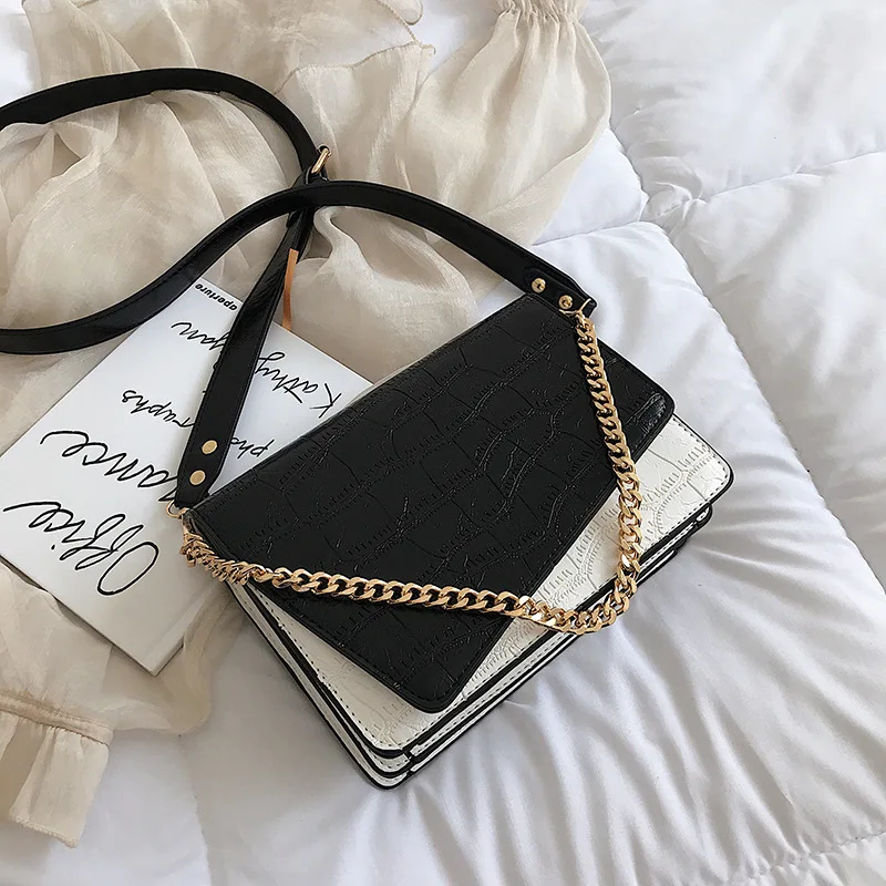 

Female 2019 New Square Women Shoulder Bag Handbag Stone Pattern Chain Small Square Messenger Bag Brand Designer Crossbody Bag