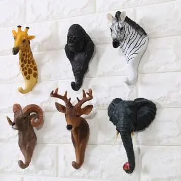 

Decorative Wall Hanging Hook Creative Resin Hanger Overcoat Hooks Animal Rhino Horse Giraffe Elephant Head Model Hook Sale