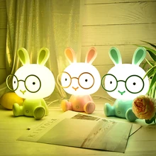 Rabbit Night Light Study Led Night Lamp Christmas Gift Bedside Decor Kids Glasses Rabbits Lights Star