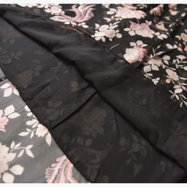 PIXY шифоновое шелковое платье женские розовые длинные платья с принтом элегантная сексуальная сетка; с высокой талией струящийся удлиненный Блузон vestidos ins Black za sukienka
