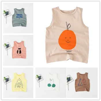 

Cartoon Fruit Baby Boys T Shirt For Summer Infant Kids Boys Girls Sleeveless T-Shirts Clothes Cotton Toddler Letter Tops Vest