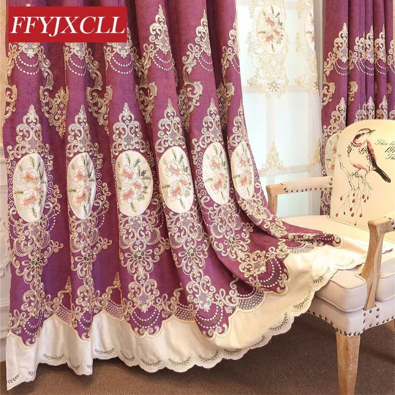 

High Quality Floral Pattern Luxury Europe Embroidered Window Blackout Curtains for Living Room Curtains Tulle Fabric kitchen