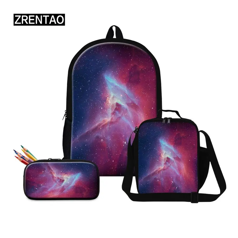 Universe Galaxy Colorful School Backpack Sets 3 Pieces Preschool Toddlers Boy Girl Bookbag