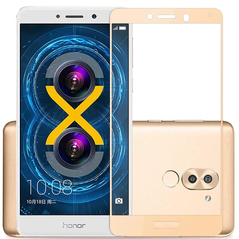 2 шт. для Honor 6X Закаленное стекло пленка для экрана mate 9 облегченное закаленное стекло GR5 полное покрытие на защитные пленки свет 5,5'' - Цвет: Gold