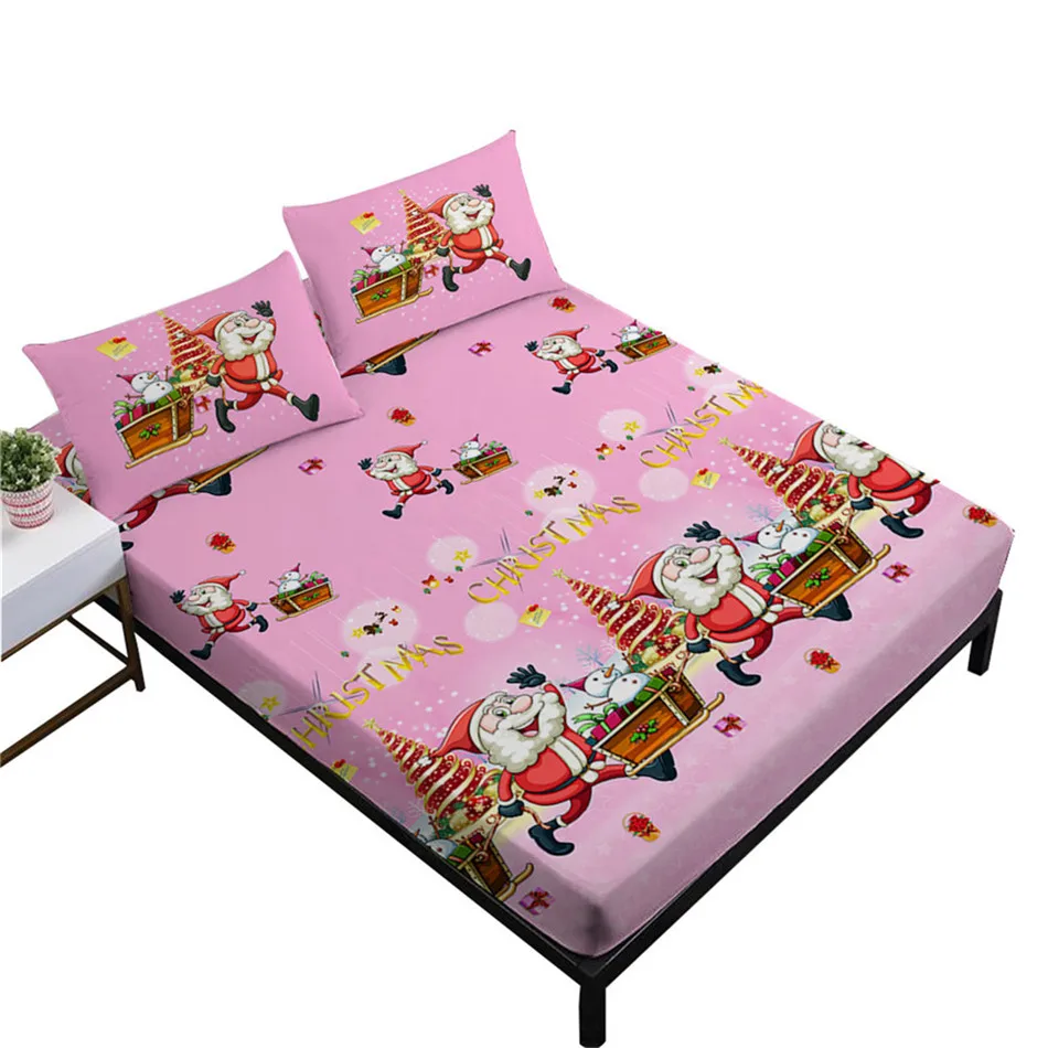 الفتيات عيد الميلاد ملاءات مجموعة الوردي الكرتون سانتا كلوز طباعة شرشف الملك الملكة بياضات سرير المخدة ديكور غرفة نوم الفتيات عيد الميلاد ملاءات مجموعة الوردي الكرتون سانتا كلوز طباعة شرشف الملك الملكة بياضات سرير المخدة ديكور غرفة نوم