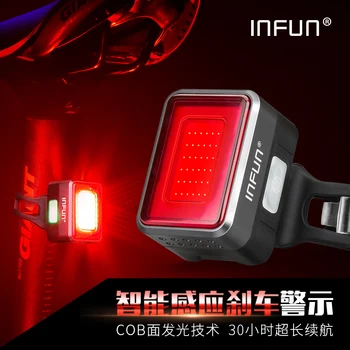 

INFUN Bicycle Rear Light Cycling Automatic Brake Induction Taillight MTB USB Charge Breathable LED Flashlight Bike Safety Lamp