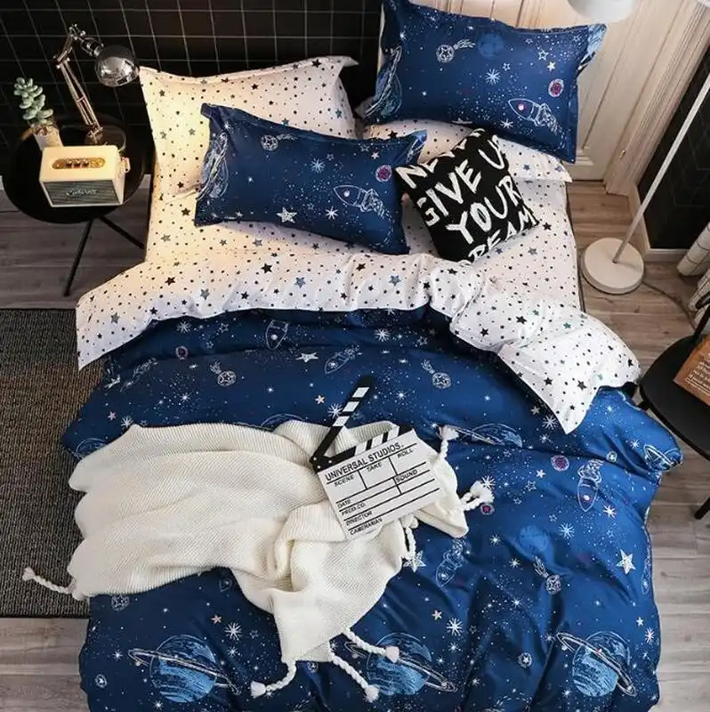 Fashion Outer Space Pattern Duvet Cover Sets With Pillow Cover