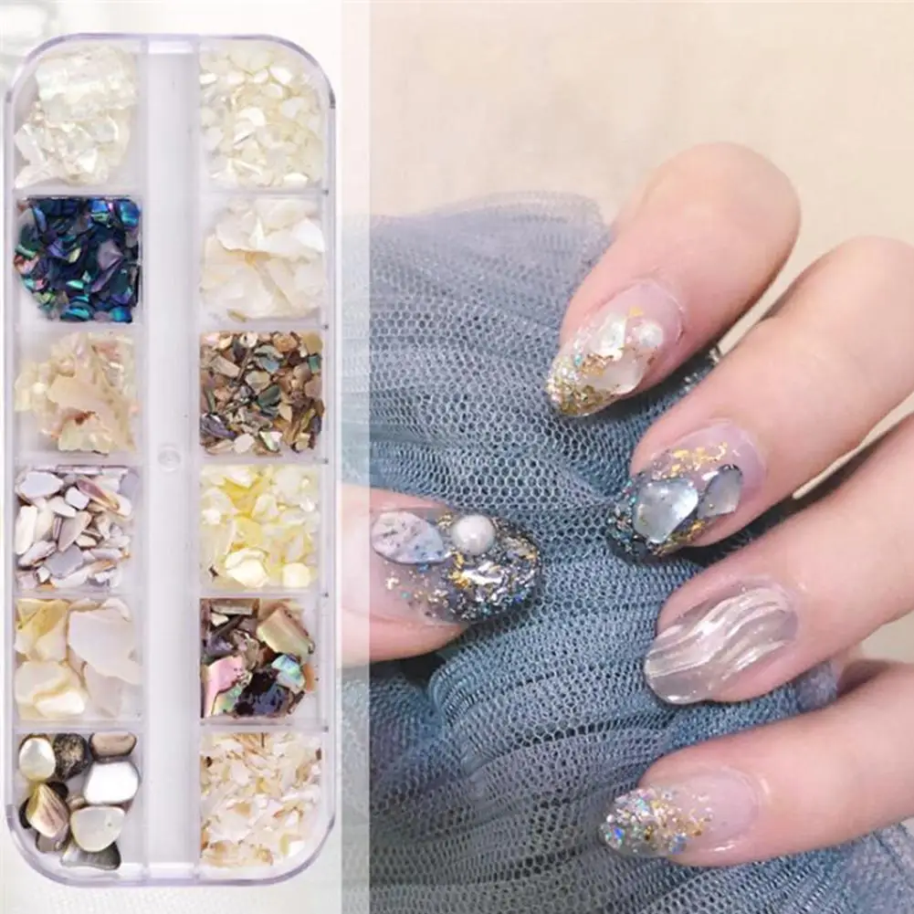 

Most popular 12 Grids Irregular Mermaid Broken Nail Shells Glitter Sequins Manicure Decor