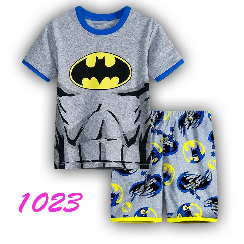 В розницу! Летние Детские пижамные комплекты Детская Хлопковая пижама с героями мультфильмов Пижама с короткими рукавами для мальчиков и девочек