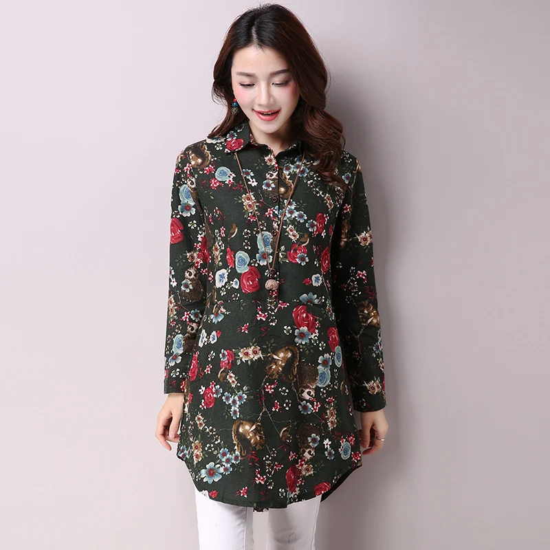 Women Blouses Turn Down Collar Floral Print Blouse Long Sleeve Shirt blusas Femininas vintage casual women Tops Summer DM276 Women Blouses Turn Down Collar Floral Print Blouse Long Sleeve Shirt blusas Femininas vintage casual women Tops Summer DM276