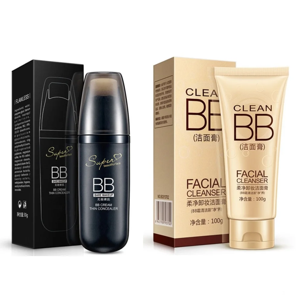 

Isolation Concealer High Quality BB Cream Makeup Foundation And Hyaluronic Acid Soft Clean Cleansing Cream Combination Packages.