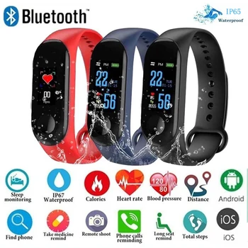 

M3 Bluetooth Smart Watch Blood Pressure Fitness Tracker Watch IP67 Swimming Waterproof GPS Tracker Heart Rate Monitor Smartband