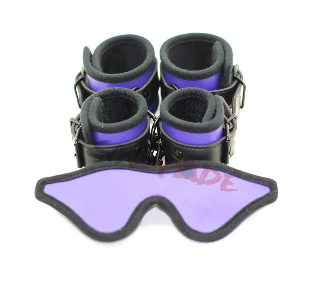 New Smspade Bondage 3 In 1 Purple Pu And Velvet Lining Sex Restraint Kit