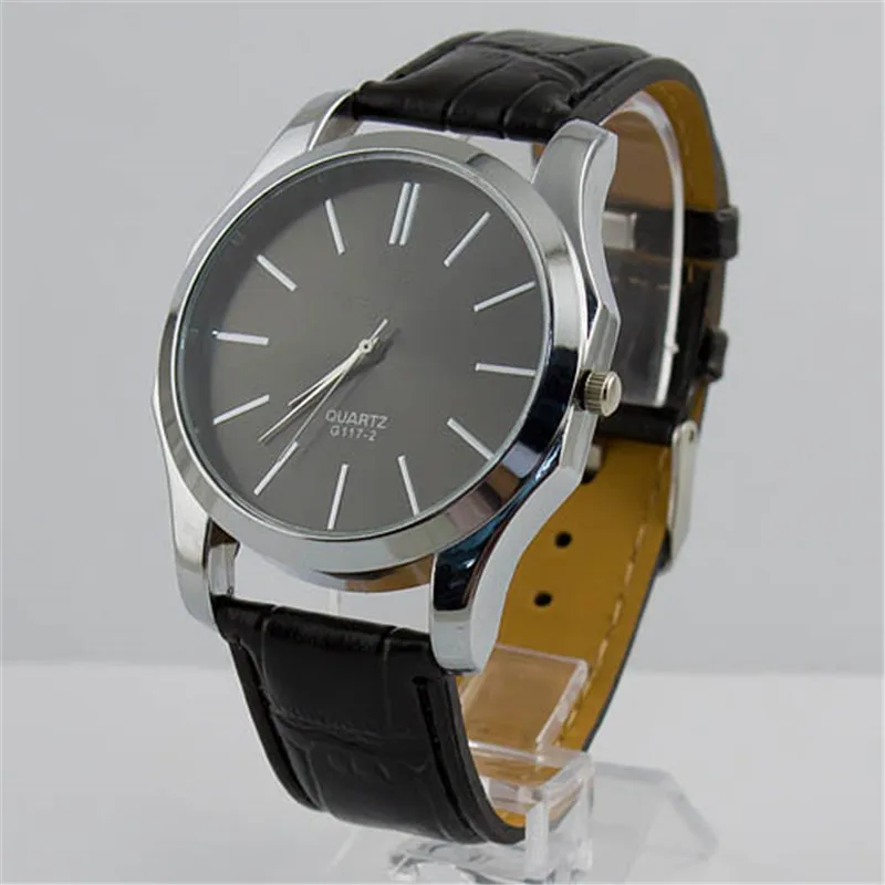 Black/Brown Synthetic Leather Big Dial Men's Luxury Fashion Quartz
