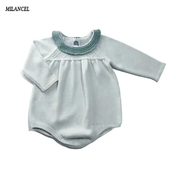 

Hot Cute Knitted Full Sleeve Baby Bodysuit Pure Cotton Stylish Baby Girl Sweater Body Suits kids jumpsuit infant