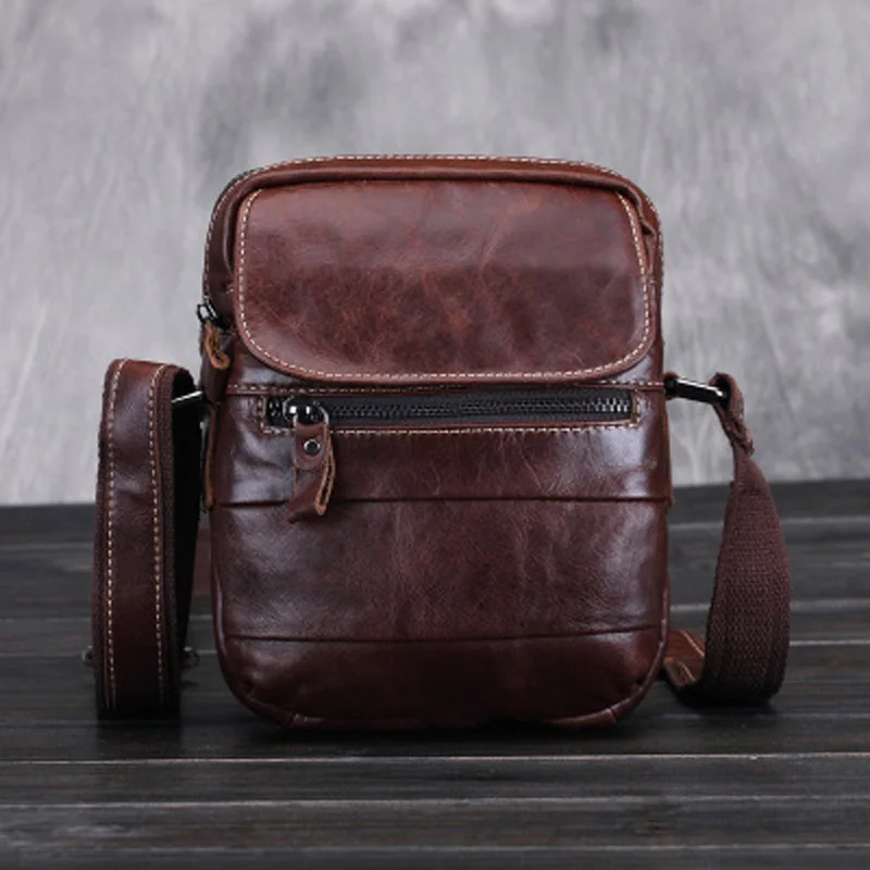 

High Quality Genuine Leather Men's Shoulder Messenger Bag Leisure Style Small Bags Cowhide Leather Crossbody Bags For Men LS0019