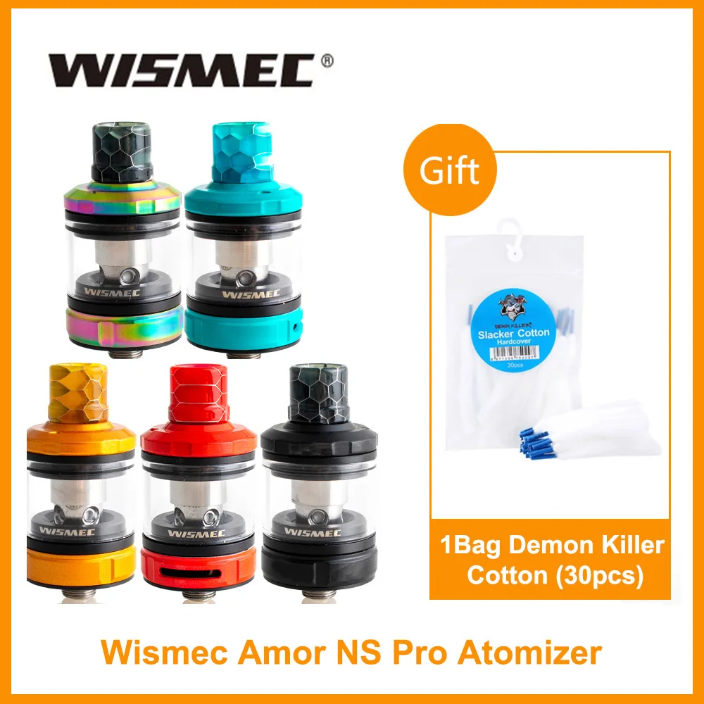 

Gift Cotton Original Wismec AMOR NS Pro Atomizer in 1.3ohm WS04 MTL/0.2ohm WS01 Head For Wismec CB-80 Kit/Sinuous Solo E-Cig