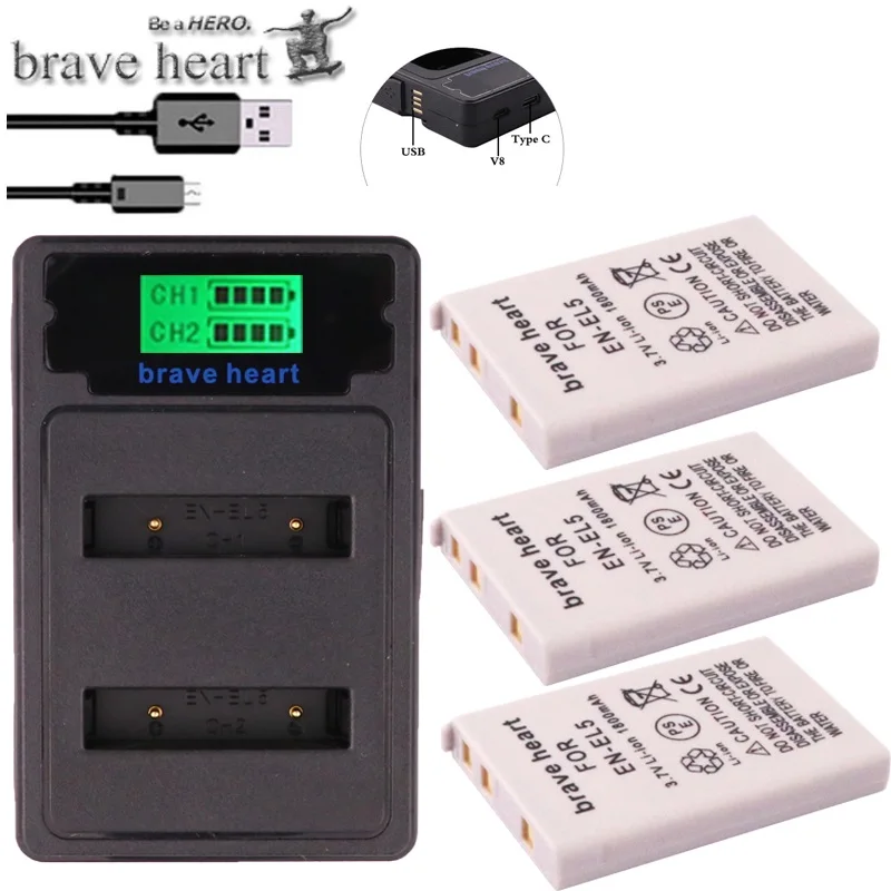

bateria EN-EL5 ENEL5 En El5 Battery pack + dual charger For Nikon Camera Coolpix P80 P90 P100 P500 P510 P520 camera accessories