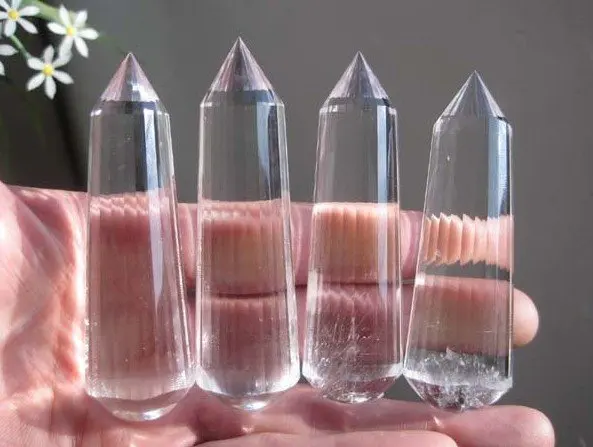 

4 NATURAL Vogel Style CRYSTAL QUARTZ POINT 24 Sided Healing