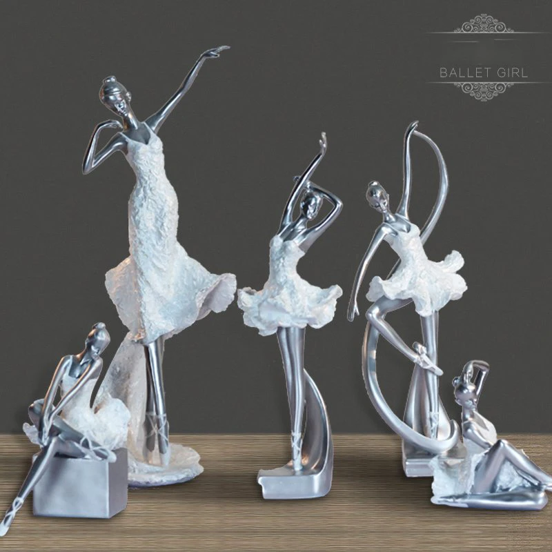 

European Ballet Beauty Resin Figurines Statue Home Furnishing Decoration Crafts Livingroom TV Cabinet Ornaments Wedding Gift Art