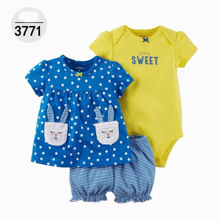Распродажа недорогая летняя одежда для малышей из 3 предметов оптовая продажа