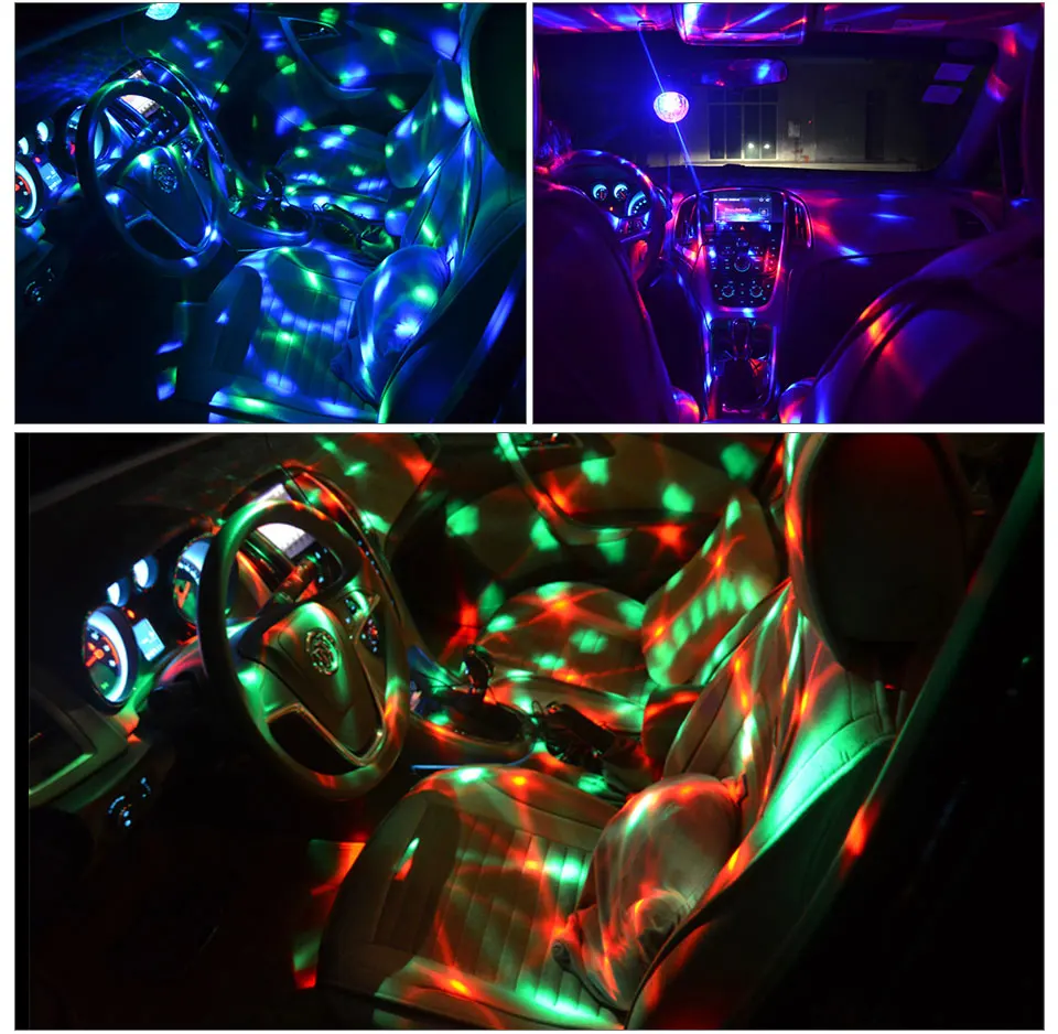 RGB LED Свет этапа 5 В USB Звук активированного вращающаяся автомобиля сценического освещения эффект лазерный свет КТВ DJ дискотечный шар мигает