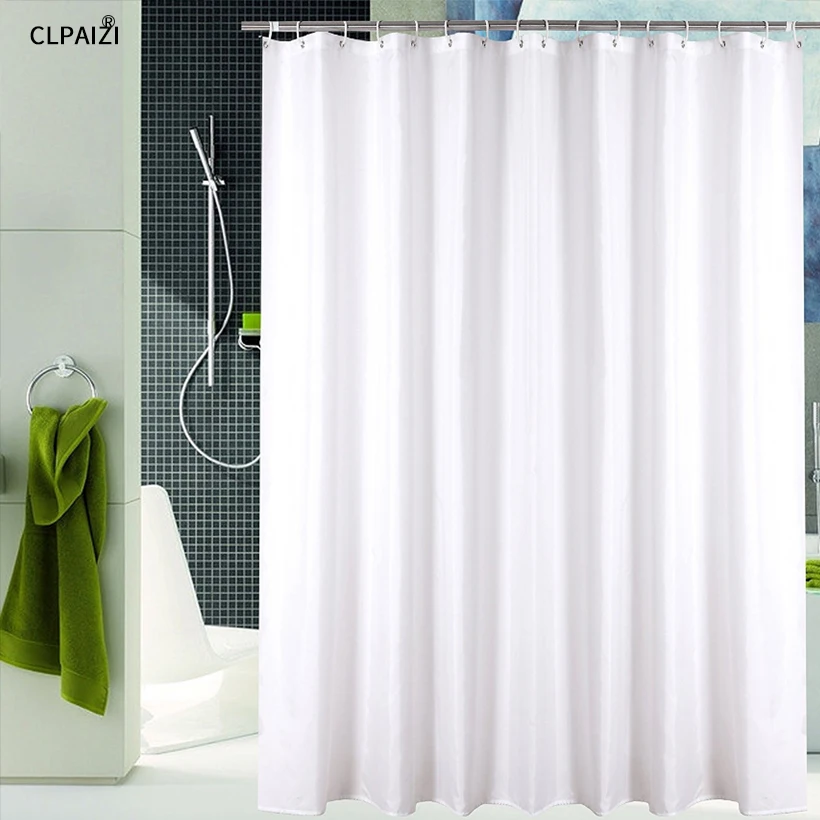 

CLPAIZI White Waterproof Mildew Shower Curtain With Hooks Waterproof Non-Toxic Eco-Friendly Washable Formaldehyde-Free D30